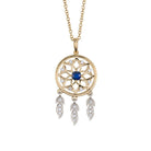 18K Gold with Diamond and Blue Sapphire Dreamcatcher Pendant - Jackson Hole Jewelry Company