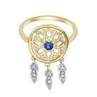 8K Gold with Diamond and Blue Sapphire Dreamcatcher Ring - Jackson Hole Jewelry Company