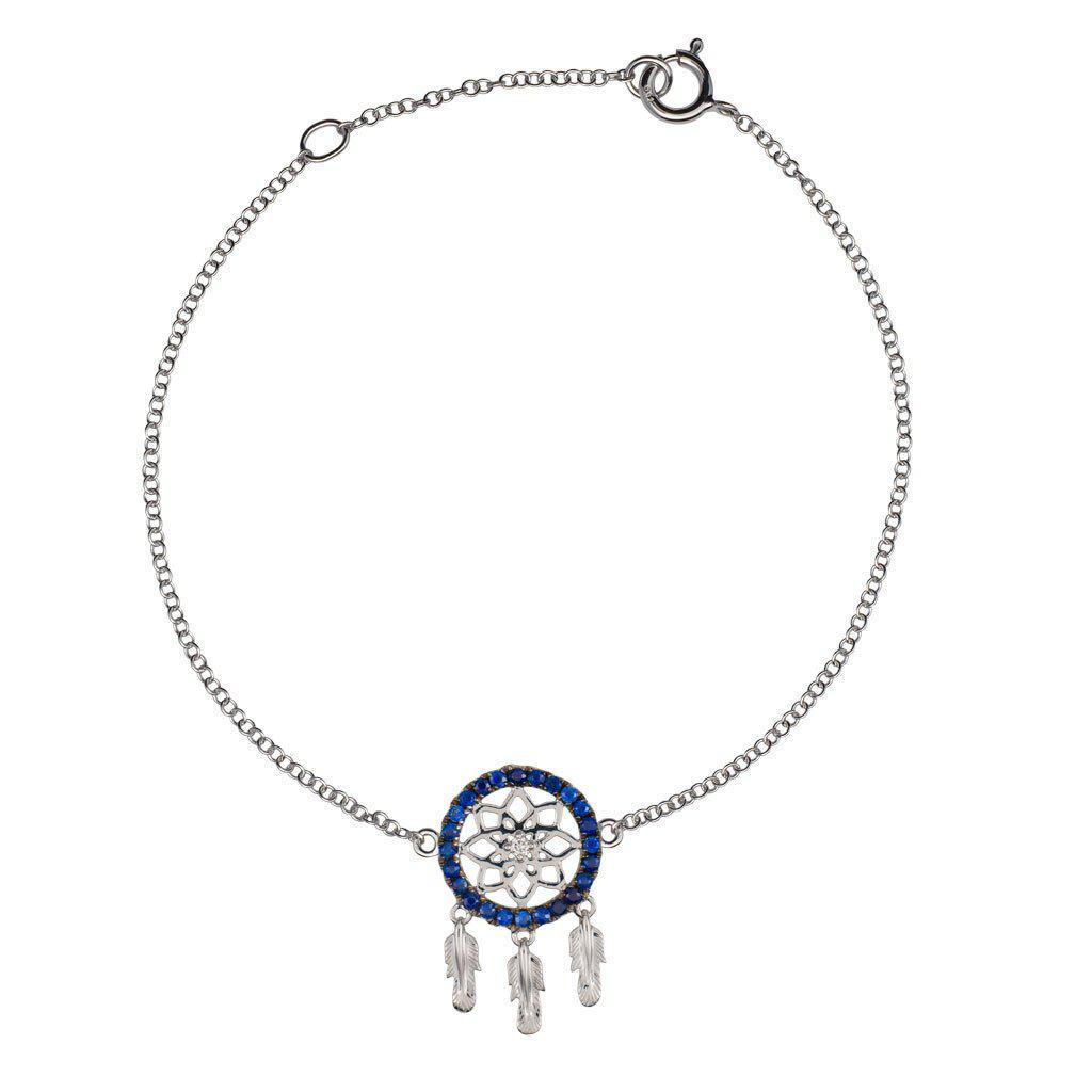 18K Gold with Diamond and Blue Sapphire Dreamcatcher Bracelet - Jackson Hole Jewelry Company