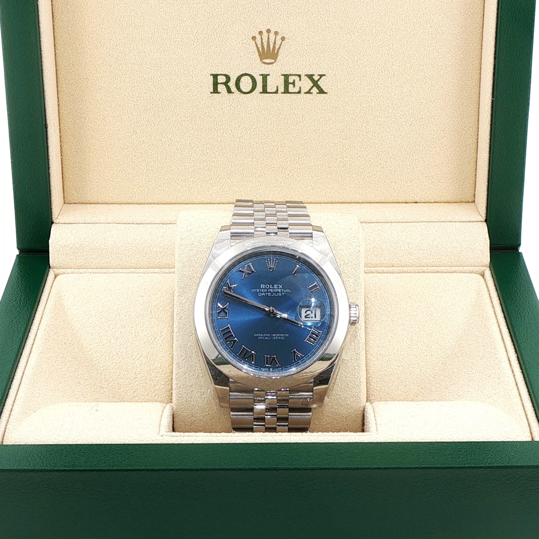 Rolex Datejust 41 in Oystersteel with Blue Roman Dial on Jubilee (Box & Card, 2022) - Jackson Hole Jewelry Company
