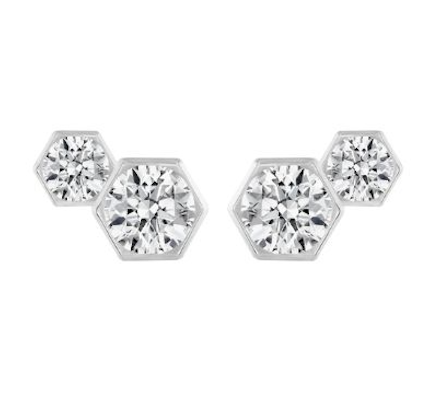 Hex 18K White Gold Studs with White Diamonds - Jackson Hole Jewelry Company