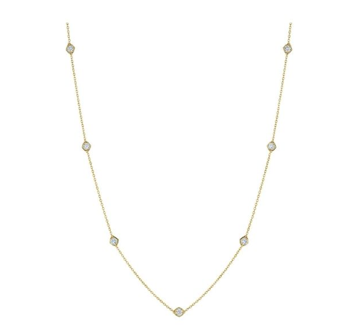 Broadway Collection 18K Yellow Gold Necklace with 13 and 19 White Diamonds - Jackson Hole Jewelry Company