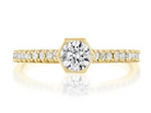 Broadway Collection 18K Yellow Gold Ring with White Diamond Center - Jackson Hole Jewelry Company