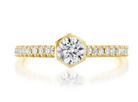 Broadway Collection 18K Yellow Gold Ring with White Diamond Center - V2 - Jackson Hole Jewelry Company