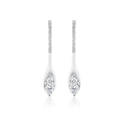 White Gold Drop Earrings with Marquise & Round Cut Diamonds - Jackson Hole Jewelry Company