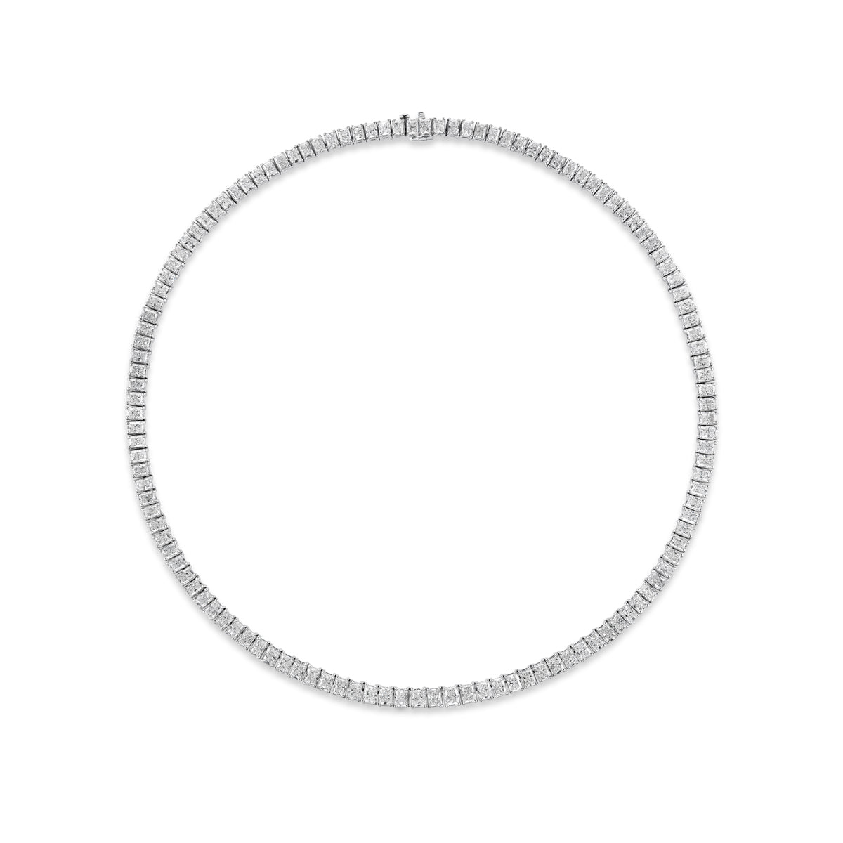 18K White Gold Radiant Cut Diamond Tennis Necklace - Jackson Hole Jewelry Company