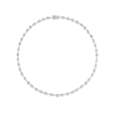 Mixed Shape Diamond Bar Necklace in 18K White Gold - Jackson Hole Jewelry Company