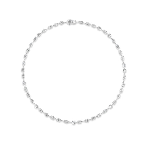 Mixed Shape Diamond Bar Necklace in 18K White Gold - Jackson Hole Jewelry Company