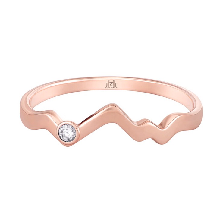 Teton Outline Sunset Ring with Inset White Diamond - Jackson Hole Jewelry Company