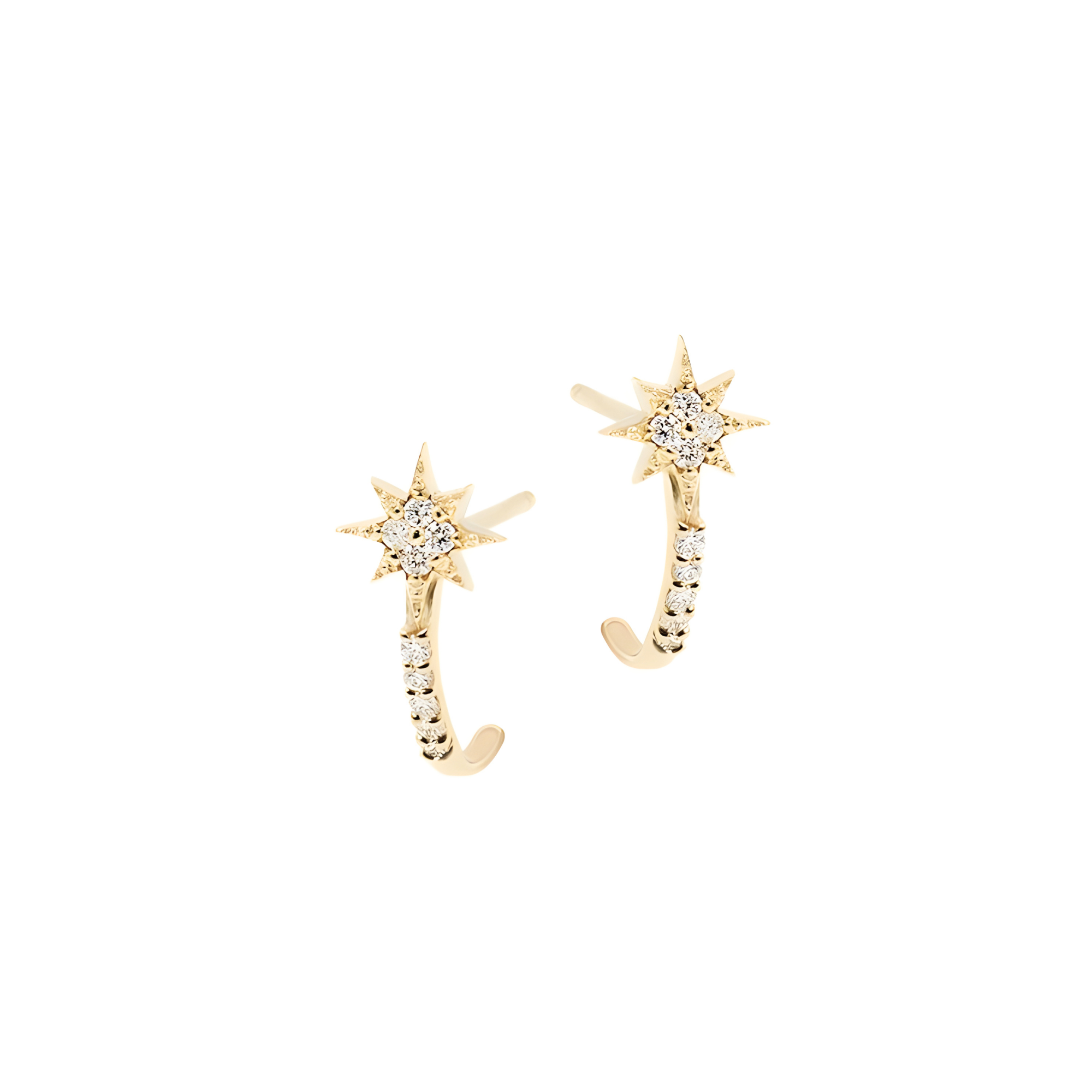 ANZIE Micro Aztec North Star Half Hoop Earrings in 14K Gold 0.09 cttw - Jackson Hole Jewelry Company
