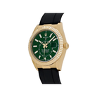 Rolex – Sky-Dweller 42mm  in 18K Yellow Gold with Bright Green Dial on Oysterflex - Jackson Hole Jewelry Company