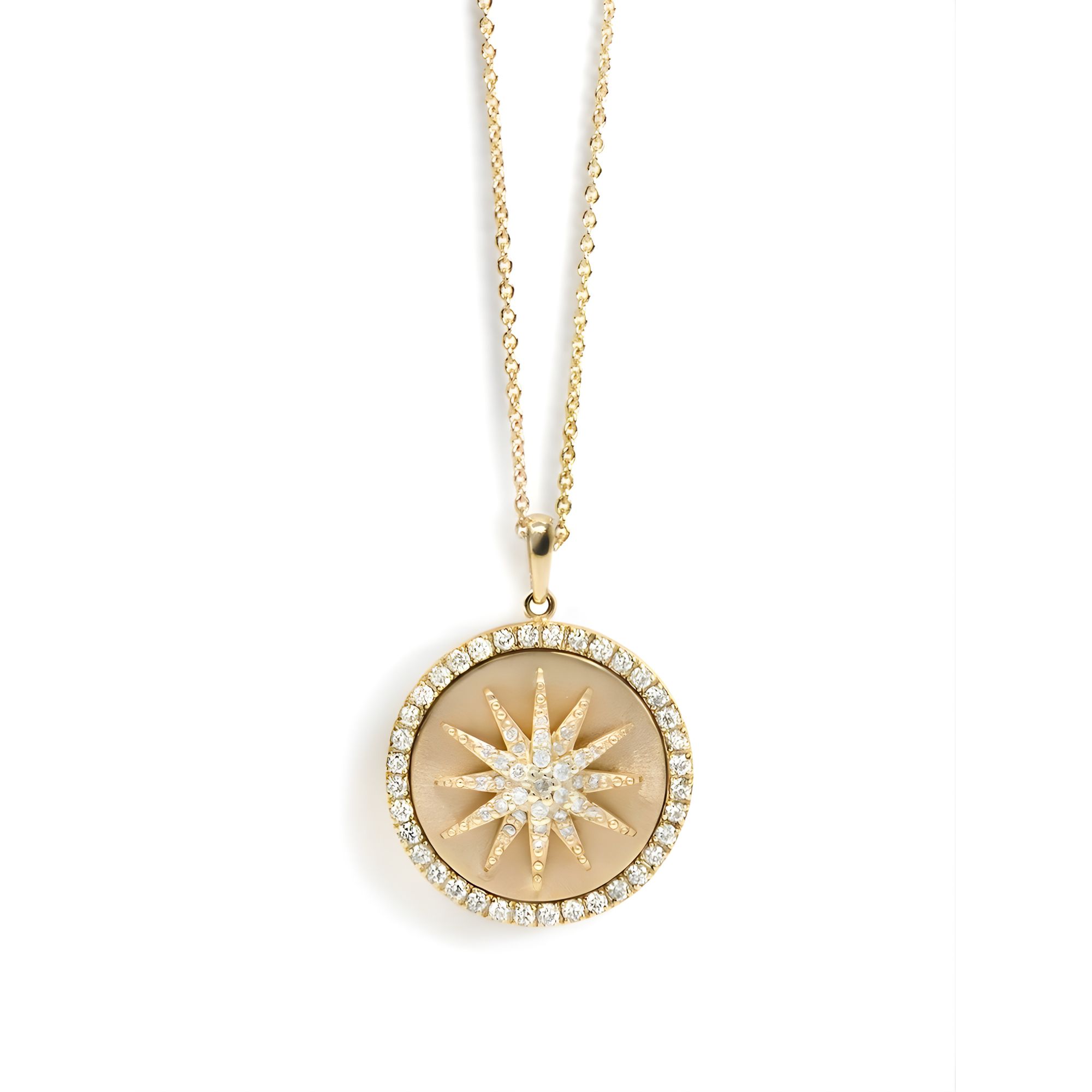 ANZIE Aztec Royale Celestial Burst Medallion Necklace in 14K Yellow Gold 1.27 cttw - Jackson Hole Jewelry Company