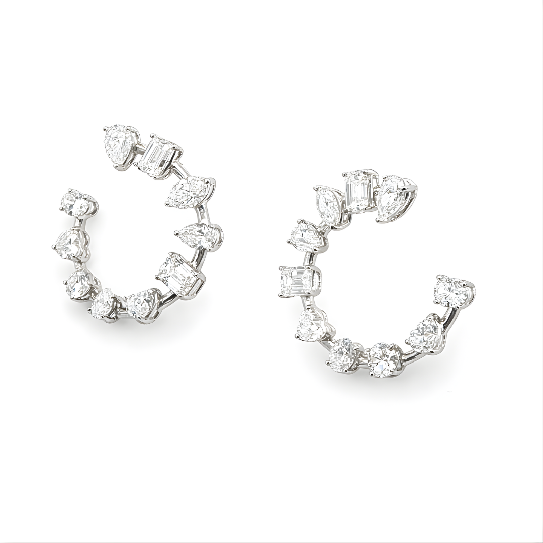 Diamond Swirl Earrings in 18K White Gold - Jackson Hole Jewelry Company