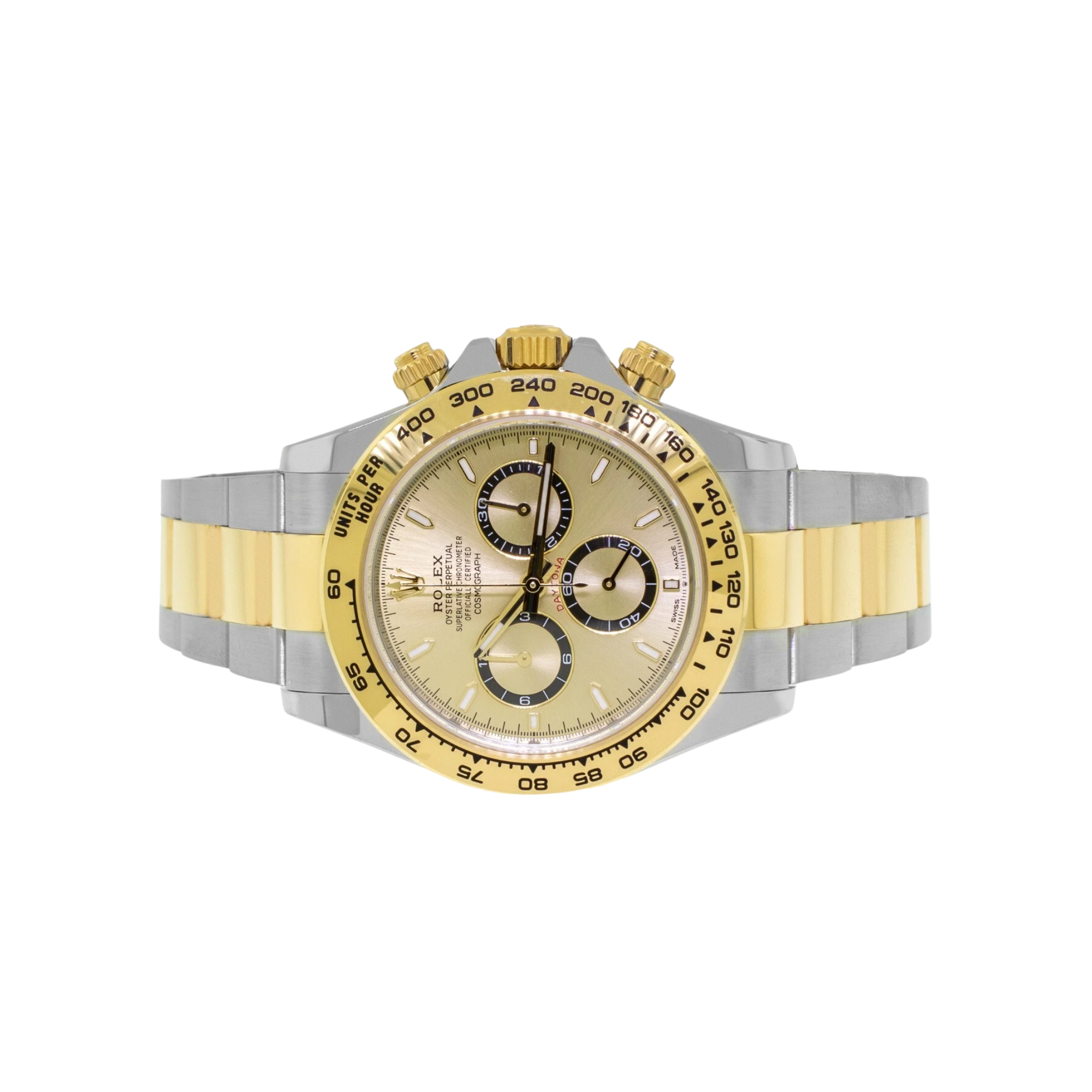 Rolex – Cosmograph Daytona 40mm in Oystersteel with Golden Index Dial - Jackson Hole Jewelry Company