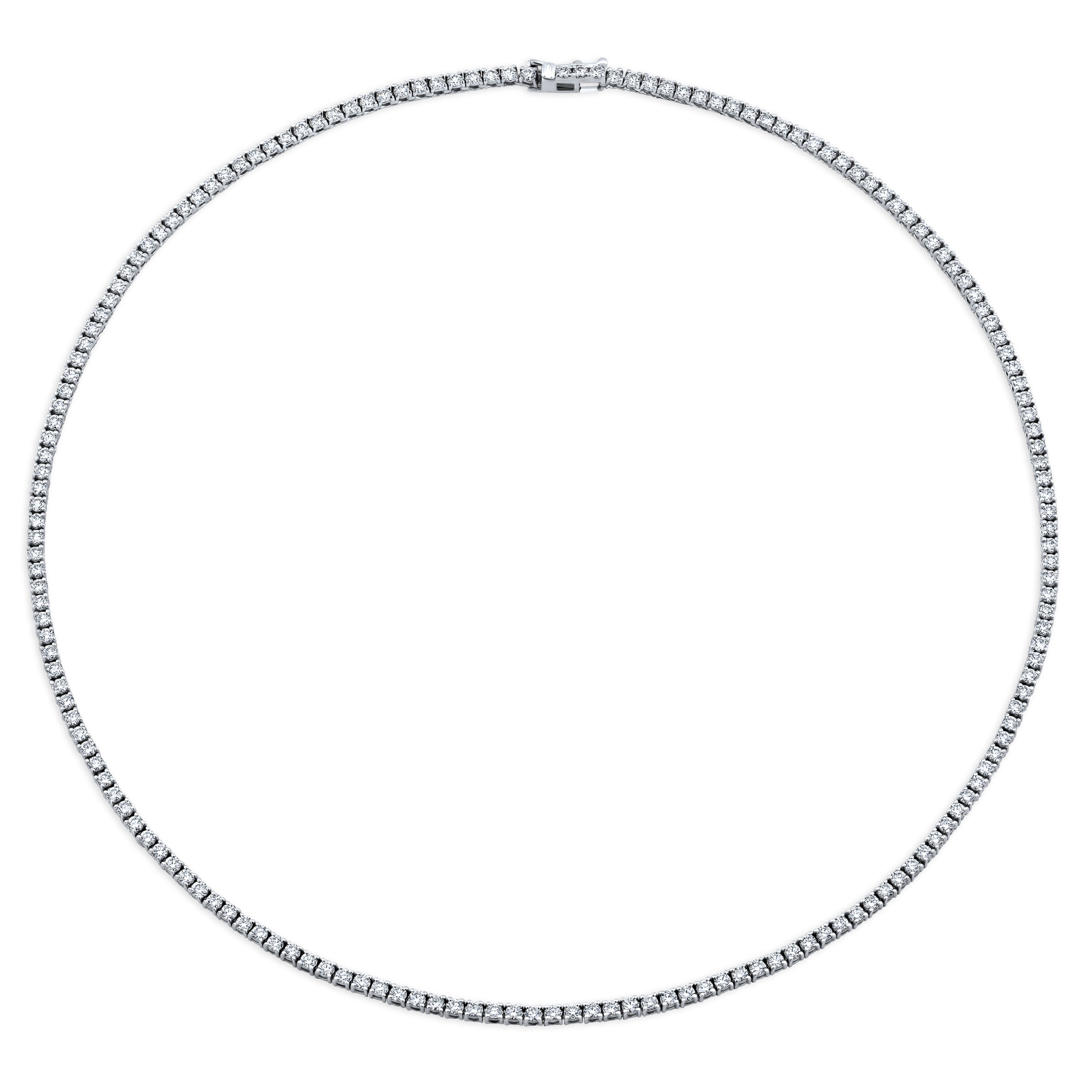 18K White Gold 4-Prong Straight Line Diamond Necklace - Jackson Hole Jewelry Company