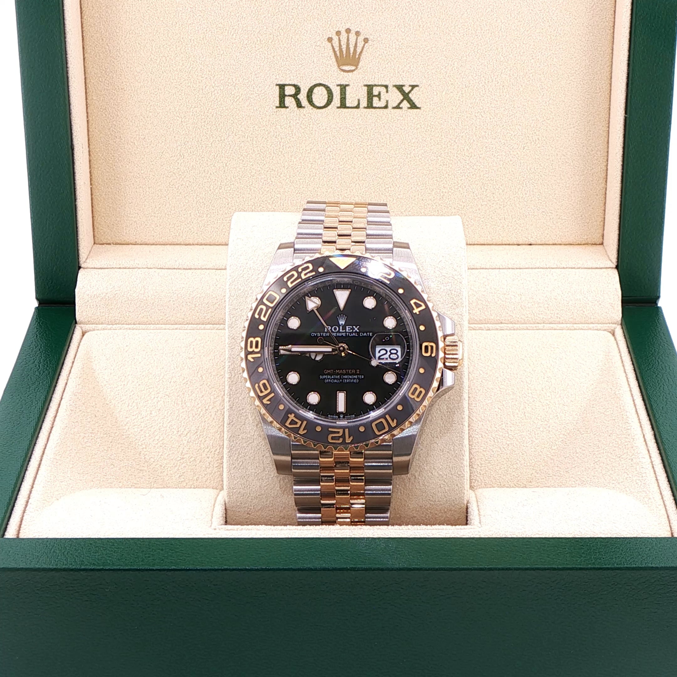 Rolex GMT-Master II in Yellow Rolesor with Black Dial on Jubilee (Box & Card, 2023) - Jackson Hole Jewelry Company