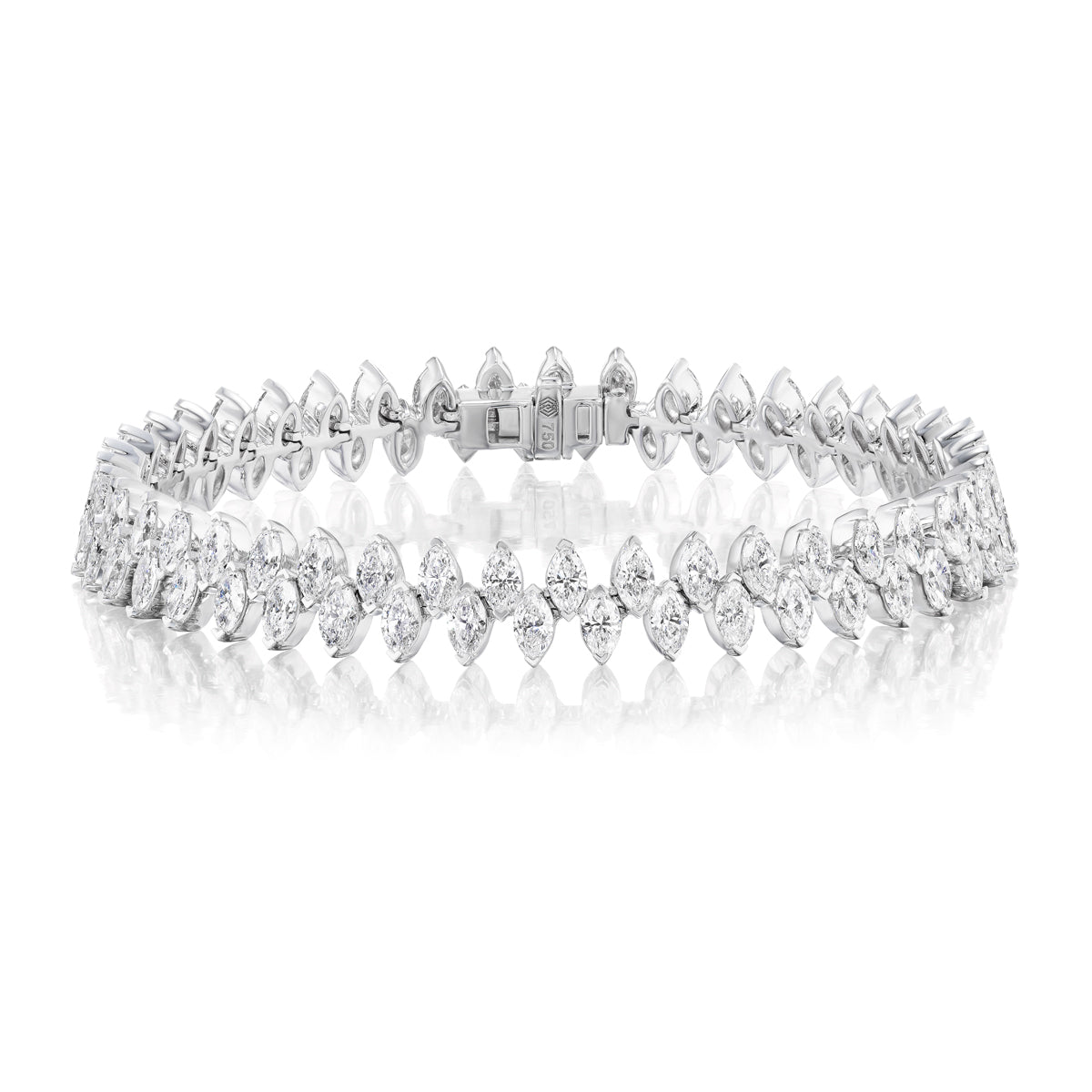 18K White Gold Marquise Diamond Bracelet – 6.5" - Jackson Hole Jewelry Company
