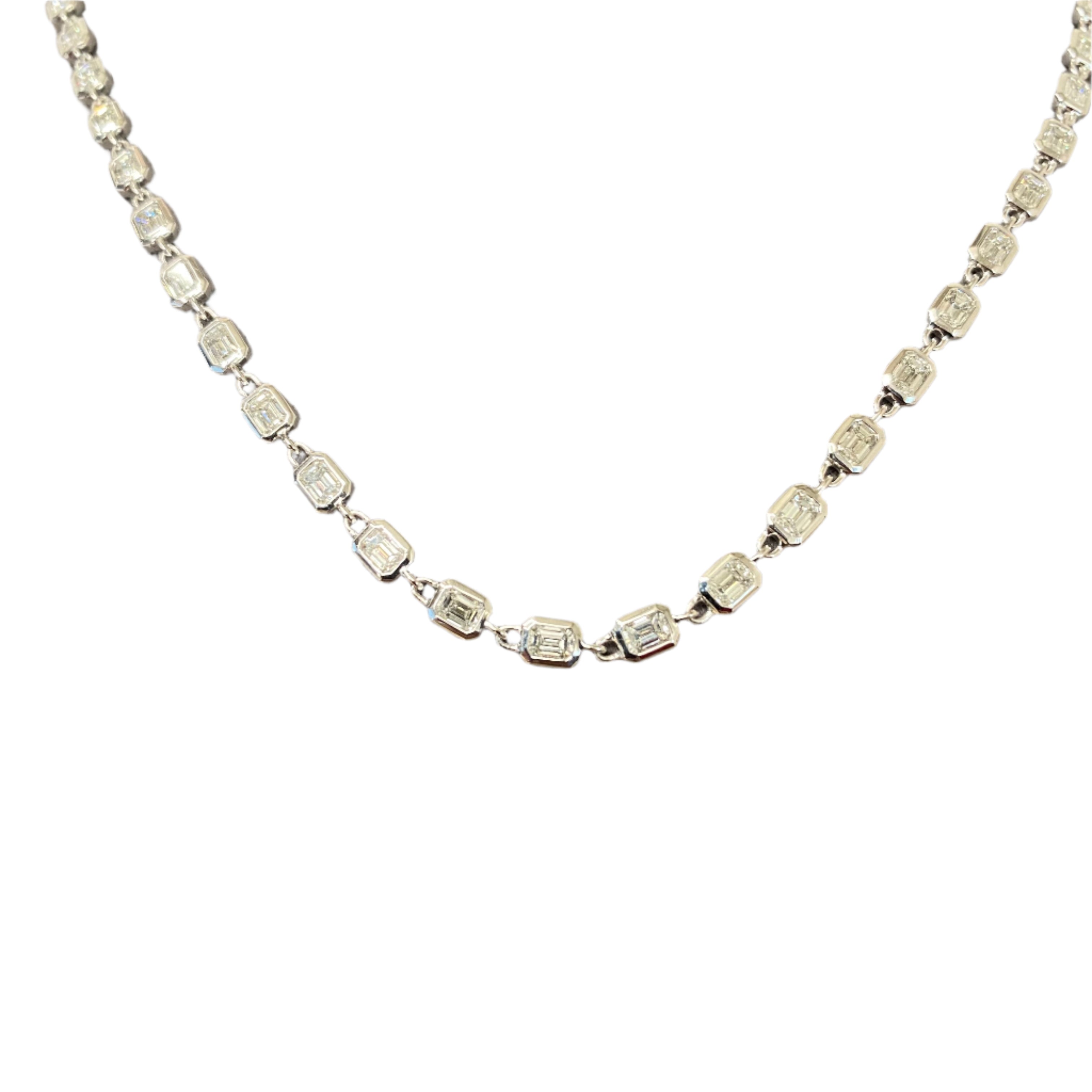 18K White Gold Emerald Cut Diamond Necklace – 6.49 Carats - Jackson Hole Jewelry Company
