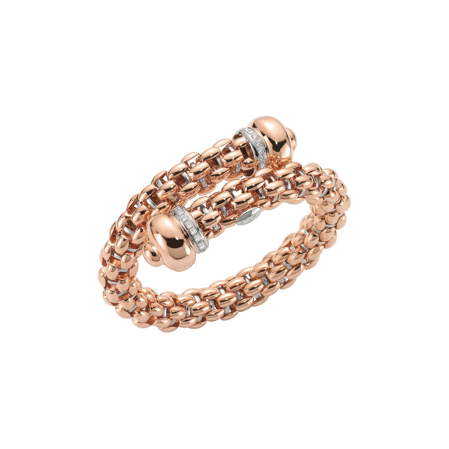 FOPE ICONE Flex'it 18K Gold Cross Over Bangle Bracelet with Diamonds - 0.45 carats - Jackson Hole Jewelry Company