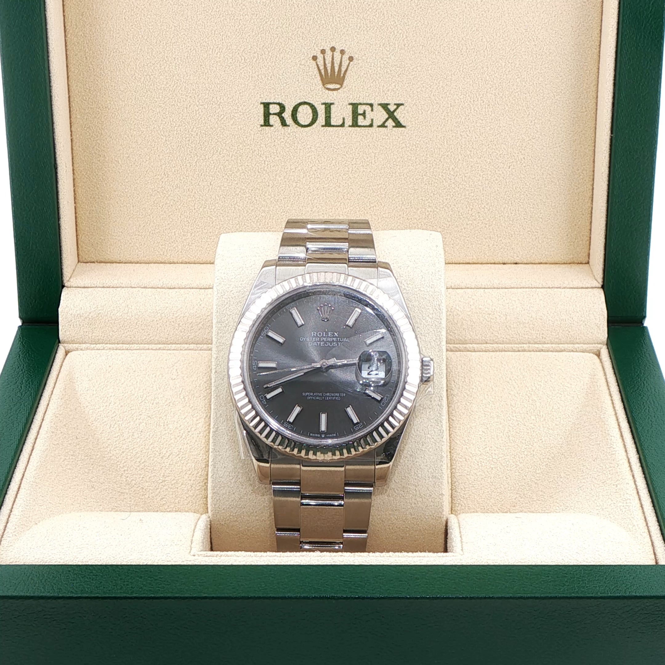 Rolex Datejust 41 in Oystersteel & White Gold with Dark Rhodium Dial on Oyster (Box & Card, 2021) - Jackson Hole Jewelry Company