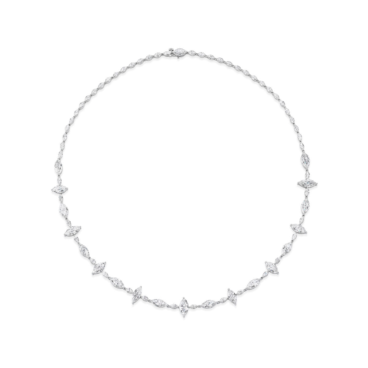 18K WHITE GOLD MARQUISE CUT DIAMONDS Necklace 15.95ctw 16.5" - Jackson Hole Jewelry Company
