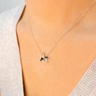 Tiny Origami Pony Necklace With Diamonds set in 18K White Gold - Jackson Hole Jewelry Company