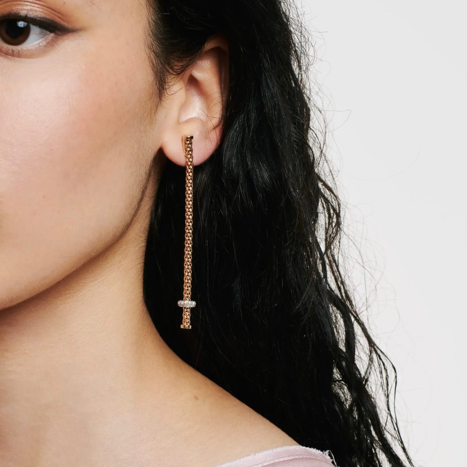 FOPE PRIMA 18K Gold Drop Earrings with White Diamond Pavé Rondel - 0.36 carats - Jackson Hole Jewelry Company
