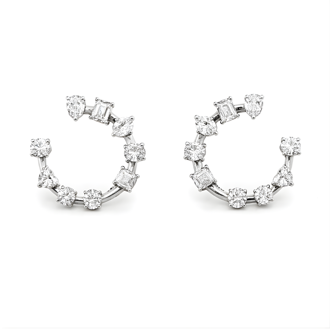 Diamond Swirl Earrings in 18K White Gold - Jackson Hole Jewelry Company