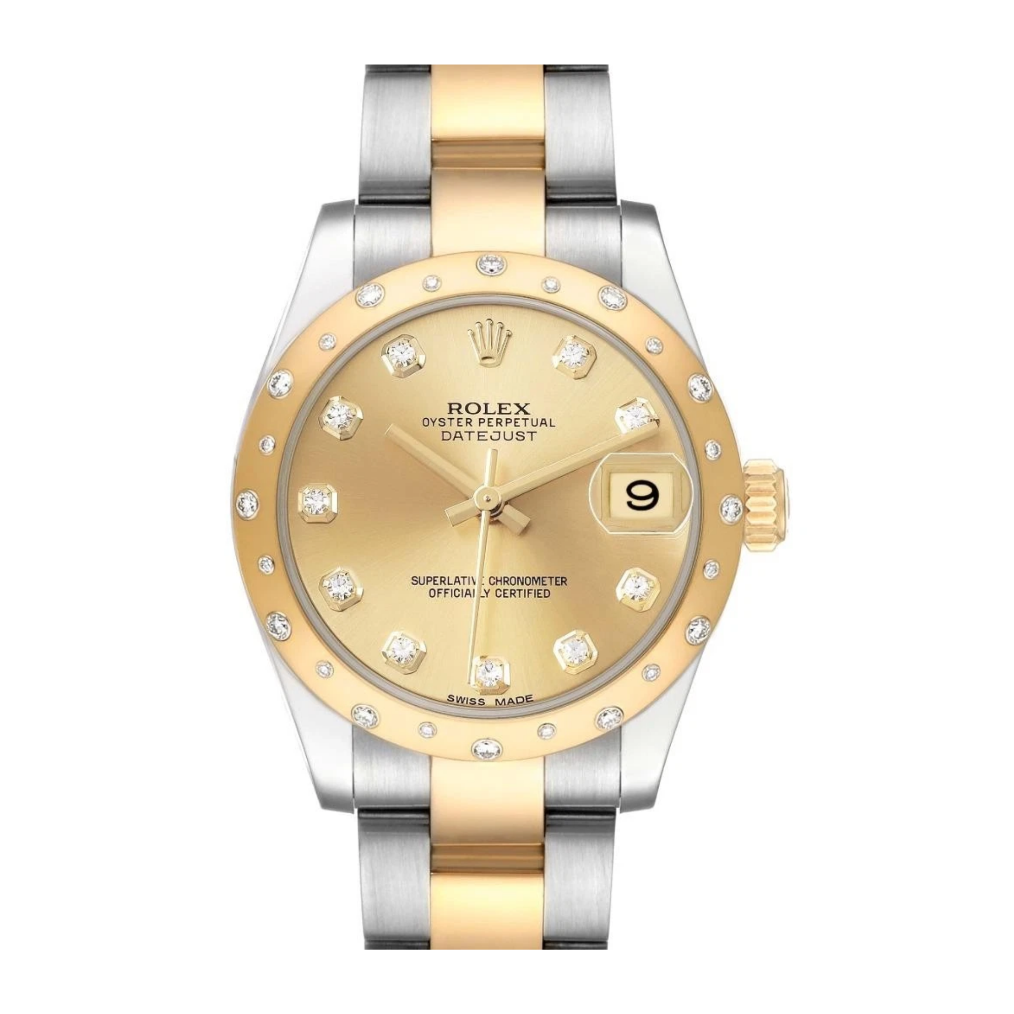Rolex Datejust 31 mm Champagne Diamond Dial with Diamond Bezel on Oyster - Jackson Hole Jewelry Company