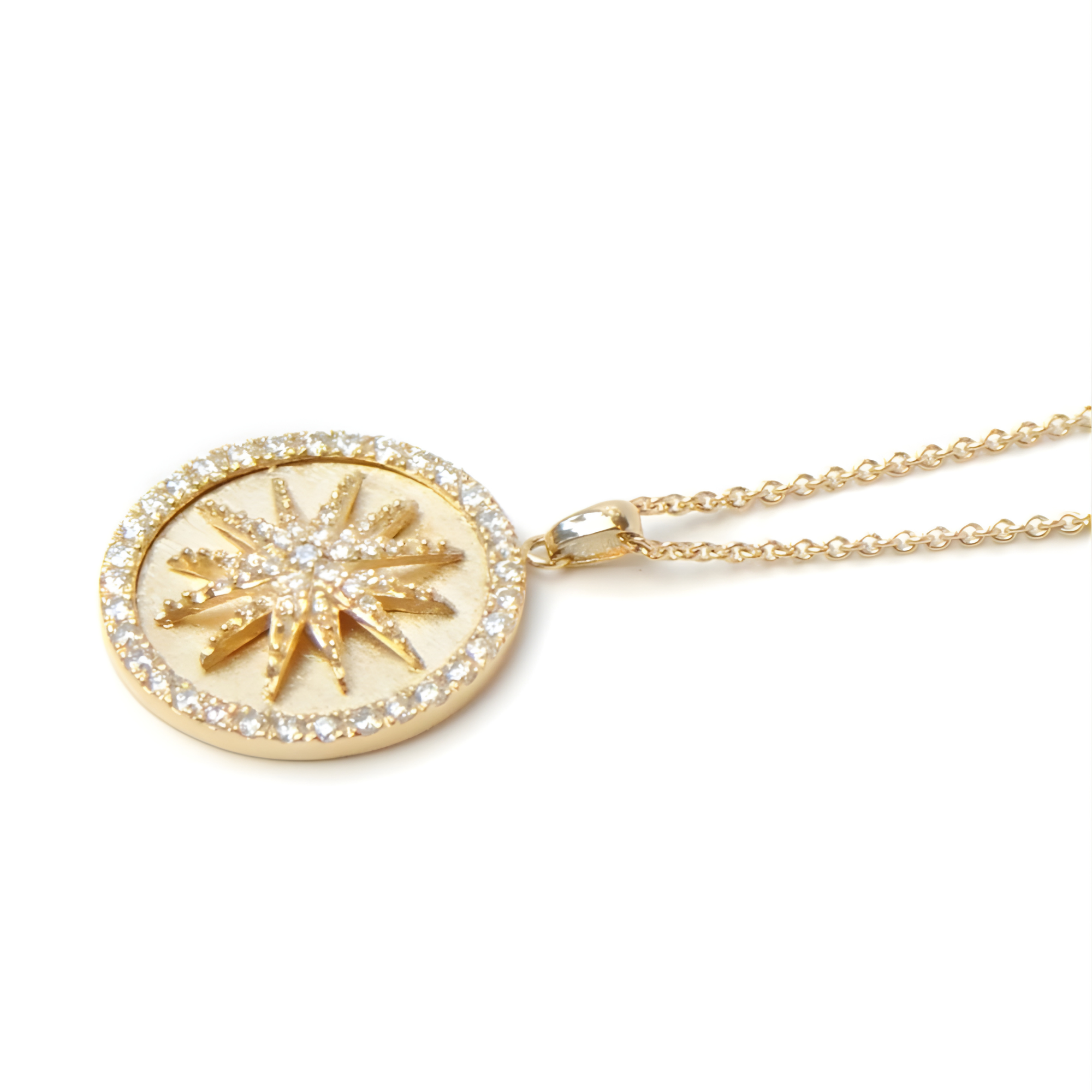 ANZIE Aztec Royale Celestial Burst Medallion Necklace in 14K Yellow Gold 1.27 cttw - Jackson Hole Jewelry Company