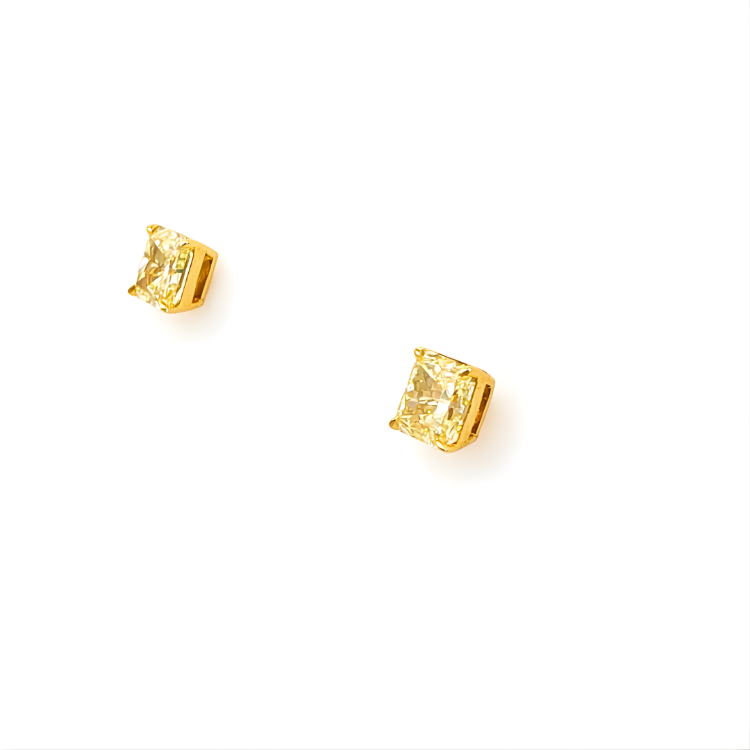 Radiant Cut Diamond Stud Earrings in 18K Yellow Gold - Jackson Hole Jewelry Company