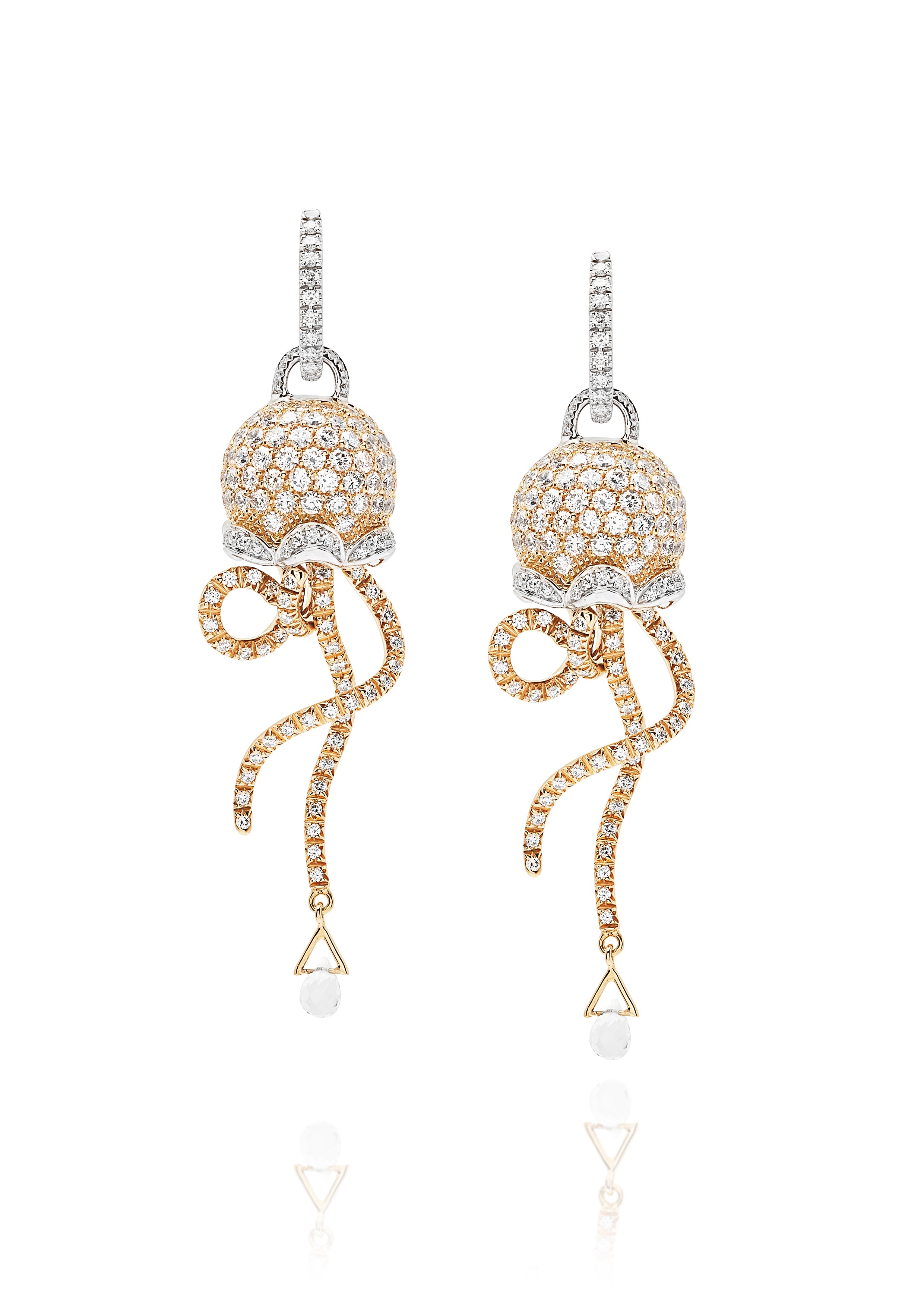 Chantecler Campanelle Earrings – 18K Rose & White Gold with Diamonds and Crystal Quartz - Jackson Hole Jewelry Company