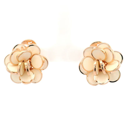 Chantecler Small Paillettes flower earrings in 18Kt rose gold and white enamel - Jackson Hole Jewelry Company