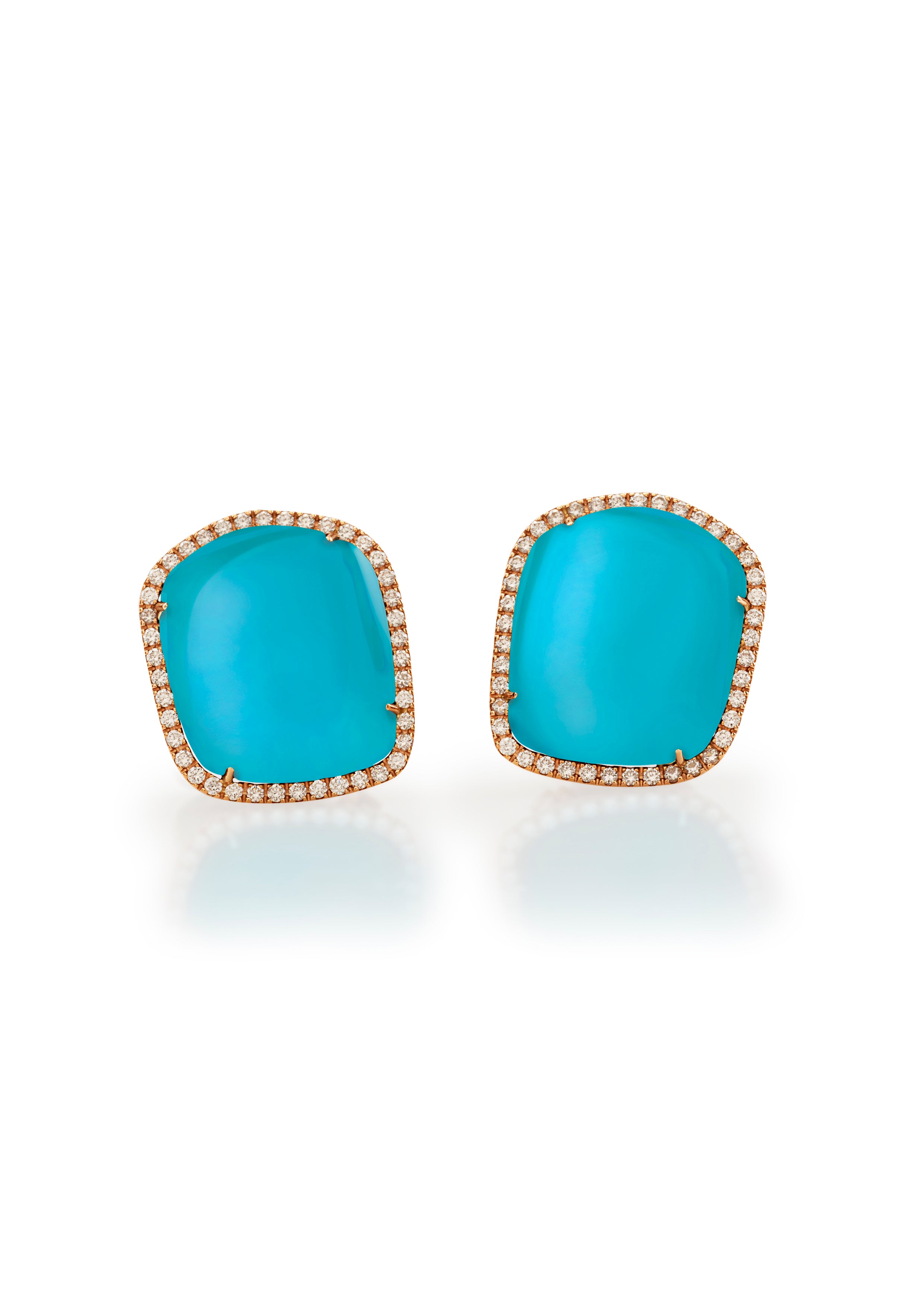 Chantecler – Enchanté Lobe Earrings in 18K Rose Gold with Turquoise & Diamonds - Jackson Hole Jewelry Company