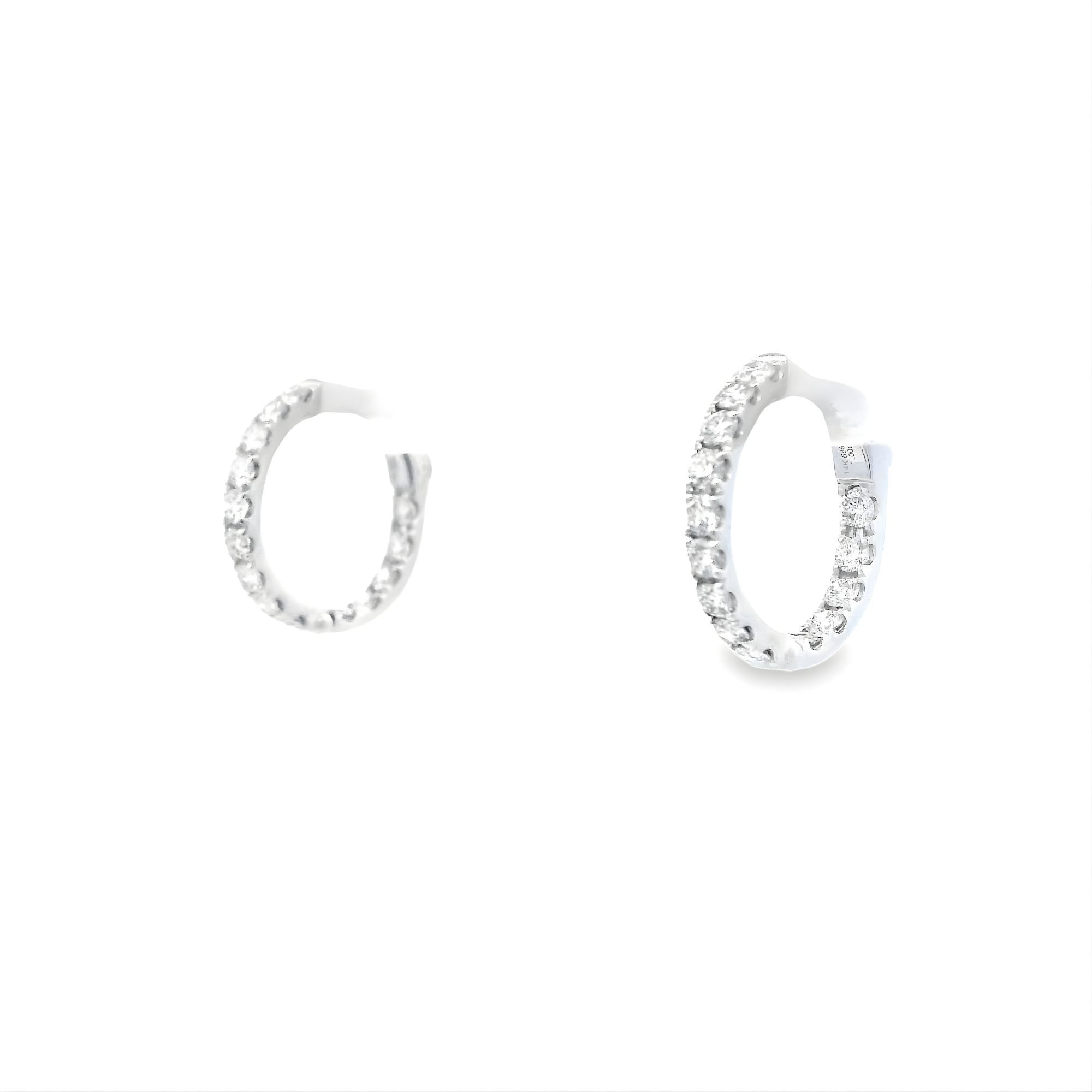 Diamond Hoops in 14K White Gold 1.00 cttw (0.5") - Jackson Hole Jewelry Company
