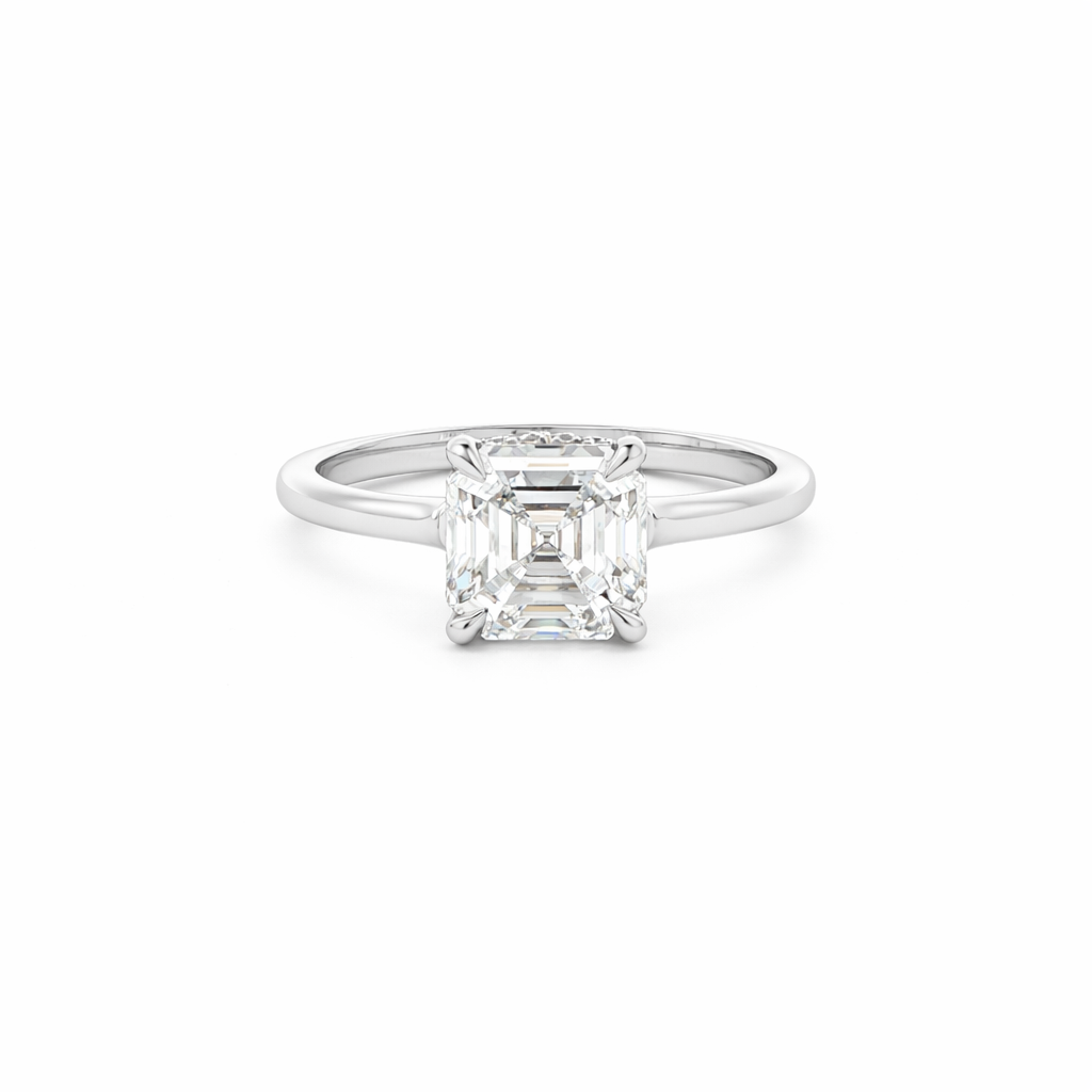 Asscher Cut Diamond Pavé Engagement Ring in Platinum 2.02 Cttw - Jackson Hole Jewelry Company