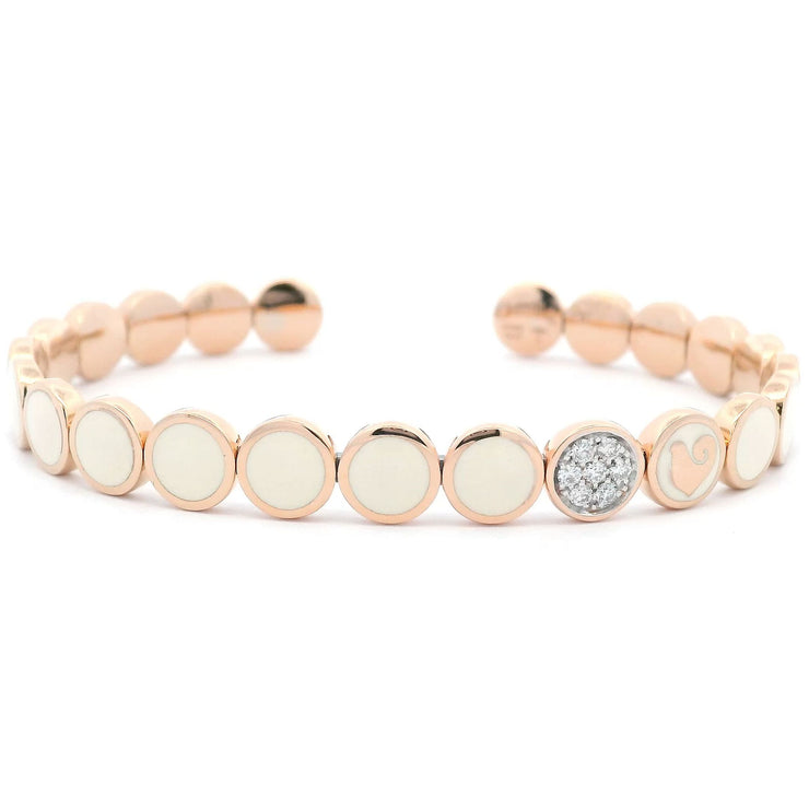 Chantecler Pailettes Bangle Bracelet in 18K Rose Gold, Diamond & White Enamel Bracelet - Jackson Hole Jewelry Company