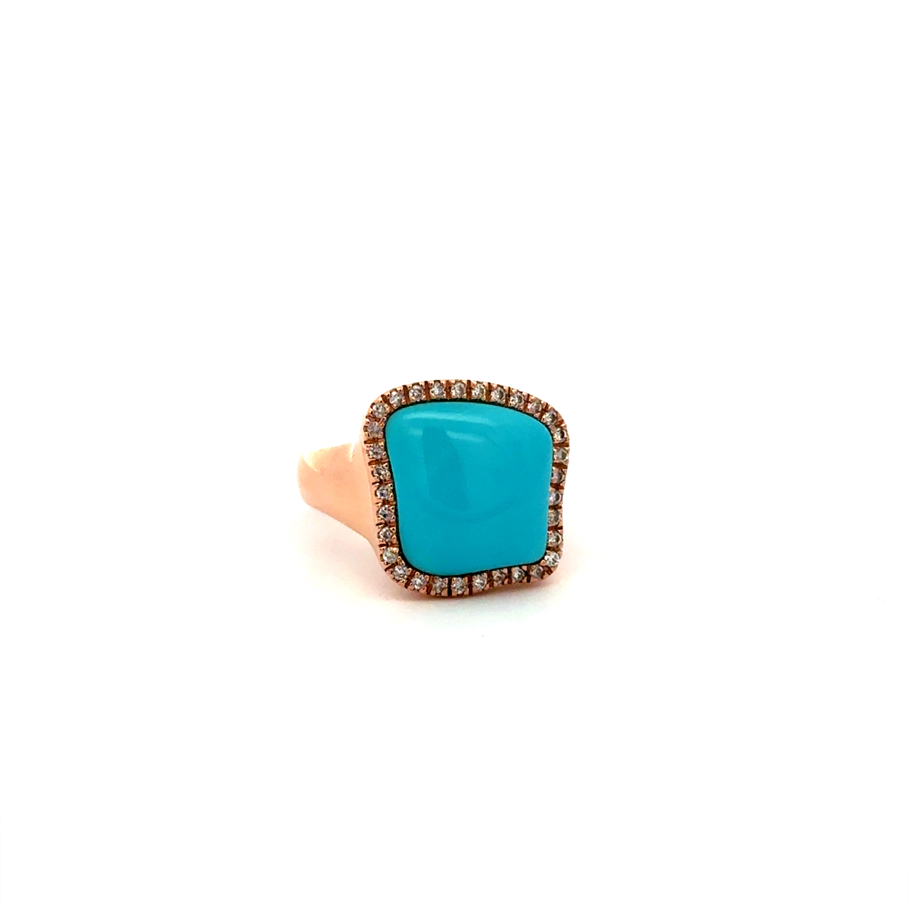 Chantecler – Enchanté Ring in 18K Rose Gold with Diamonds & Turquoise - Jackson Hole Jewelry Company