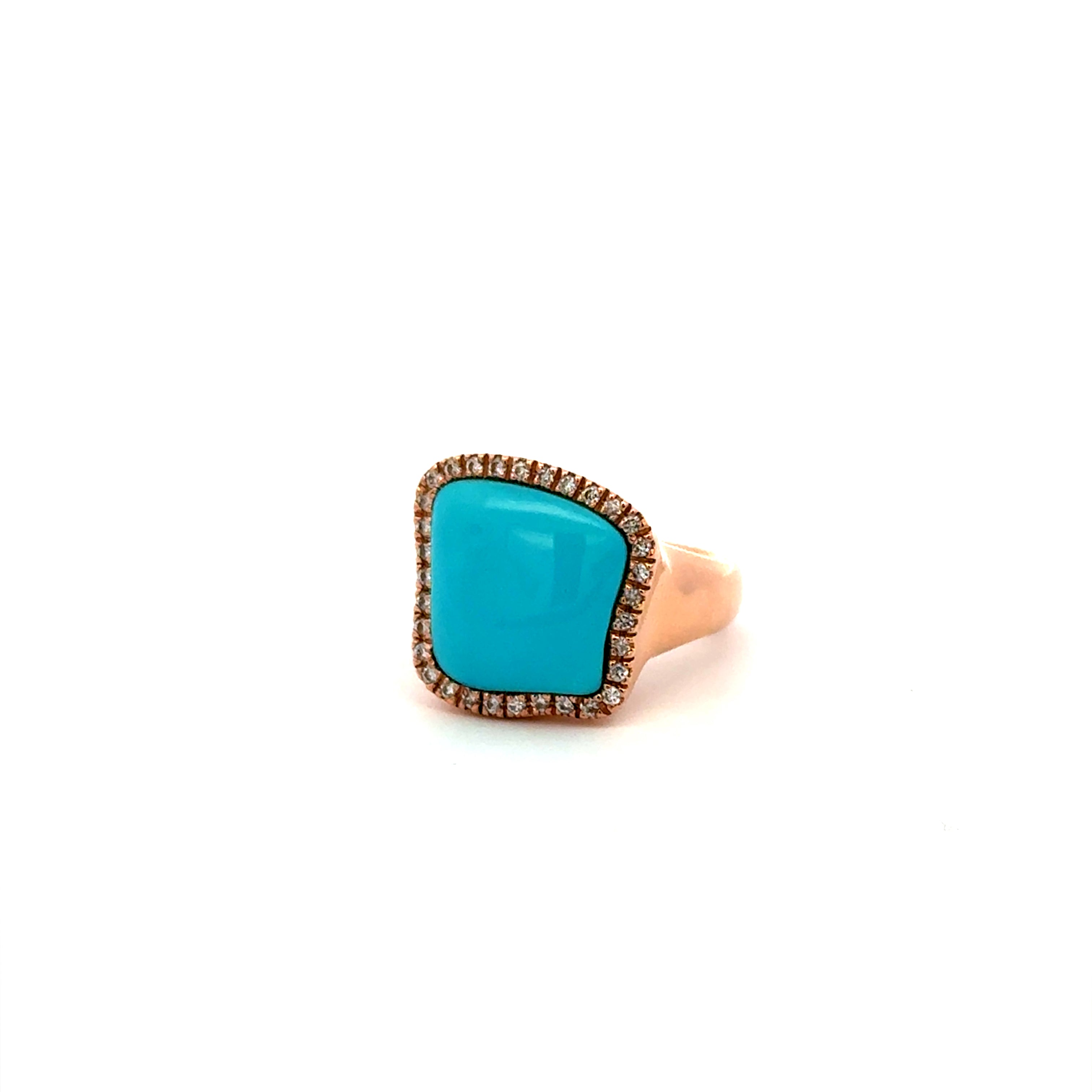 Chantecler – Enchanté Ring in 18K Rose Gold with Diamonds & Turquoise - Jackson Hole Jewelry Company
