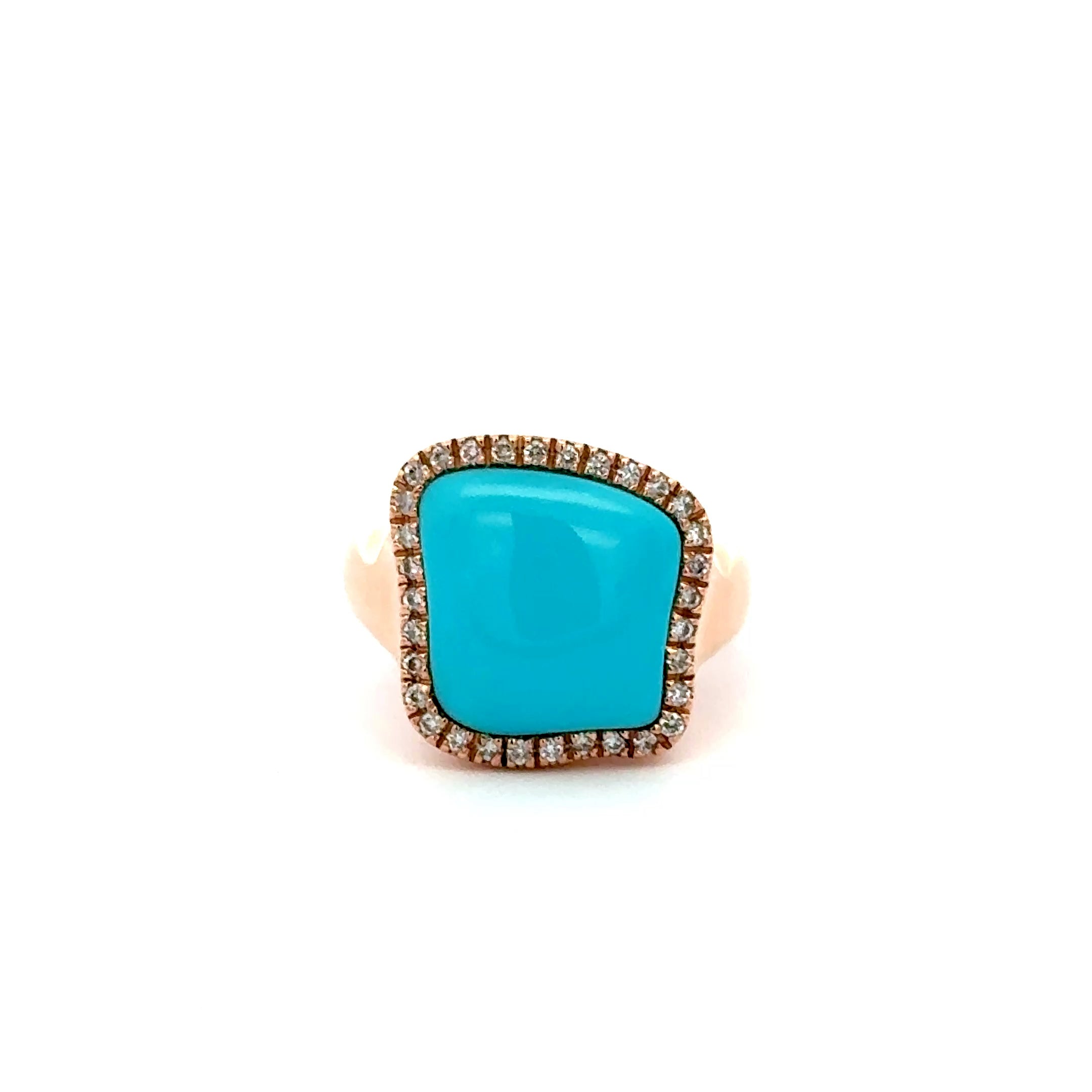 Chantecler – Enchanté Ring in 18K Rose Gold with Diamonds & Turquoise - Jackson Hole Jewelry Company