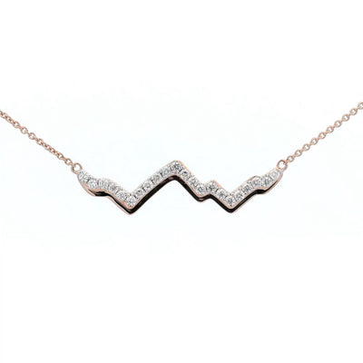 LUXE EDITION: 14K Rose Gold Teton Outline Necklace With Diamonds - Jackson Hole Jewelry Company