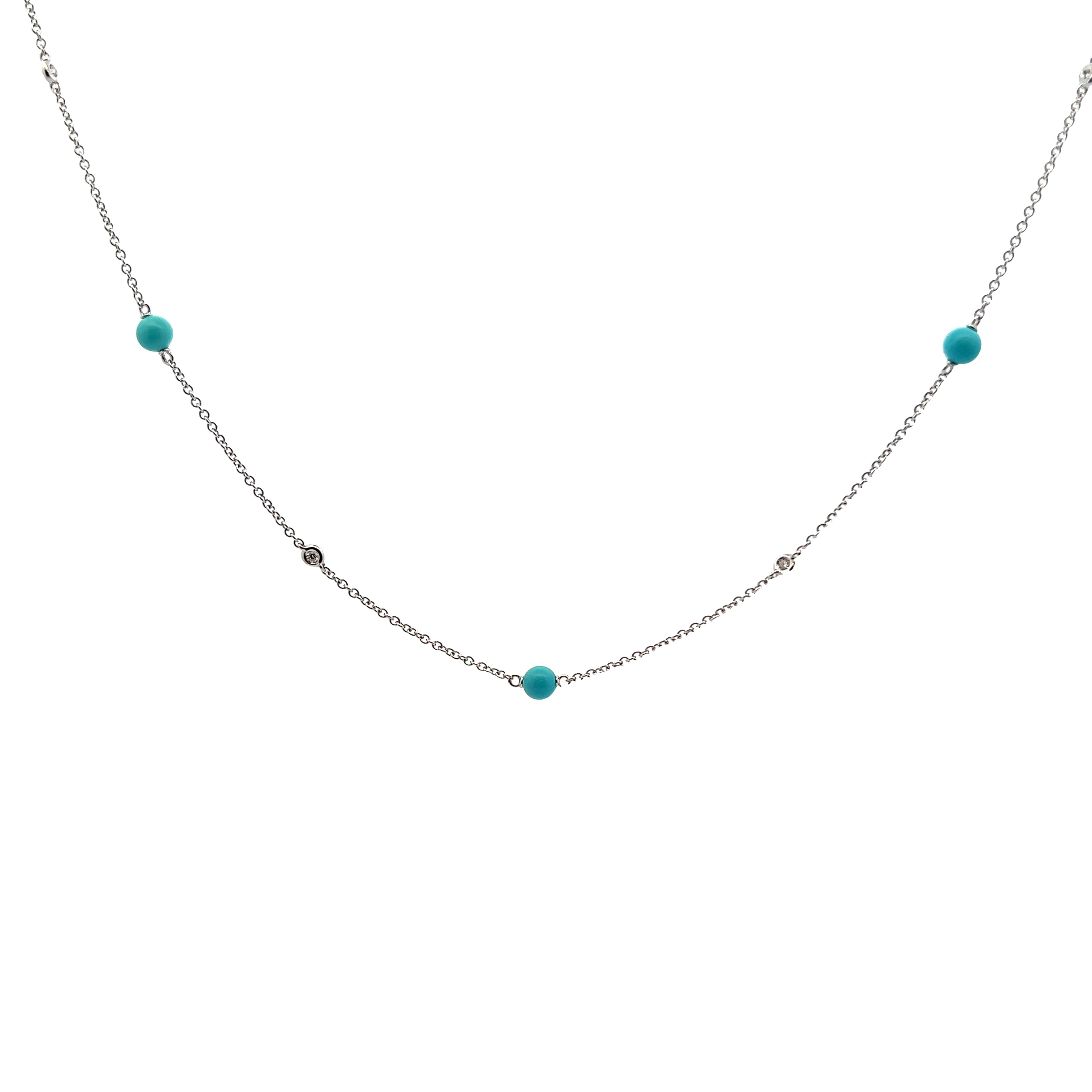 CHANTECLER 18K WHITE GOLD CAPRI DIAMOND AND TURQUOISE NECKLACE - Jackson Hole Jewelry Company