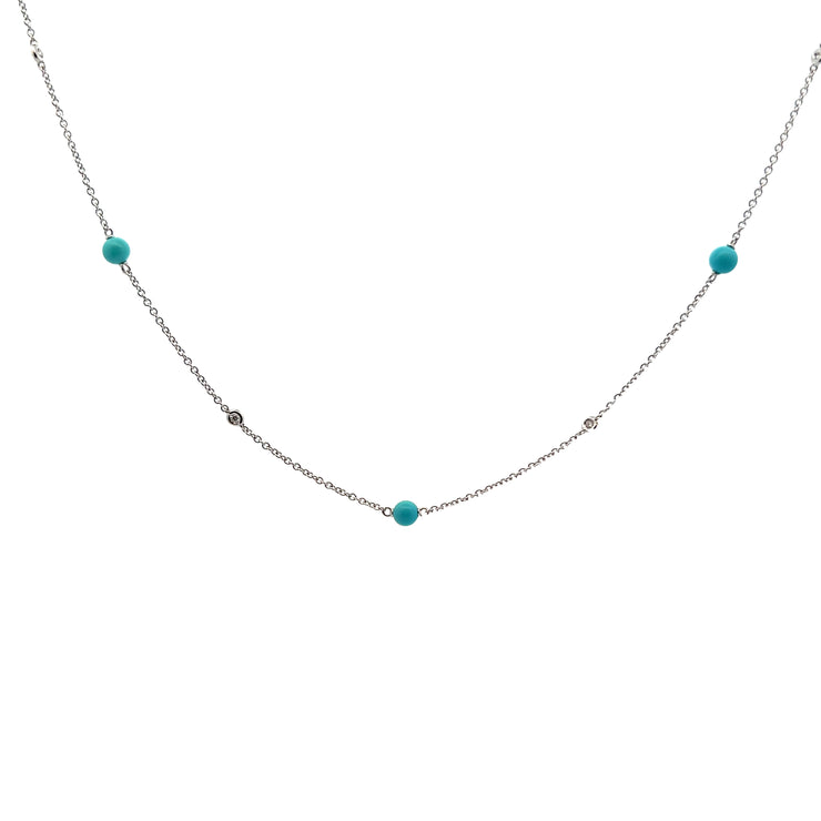 CHANTECLER 18K WHITE GOLD CAPRI DIAMOND AND TURQUOISE NECKLACE - Jackson Hole Jewelry Company