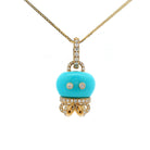Medium Campanella Octopus Charm in 18K Rose Gold, Diamond Pave and Turquoise - Jackson Hole Jewelry Company
