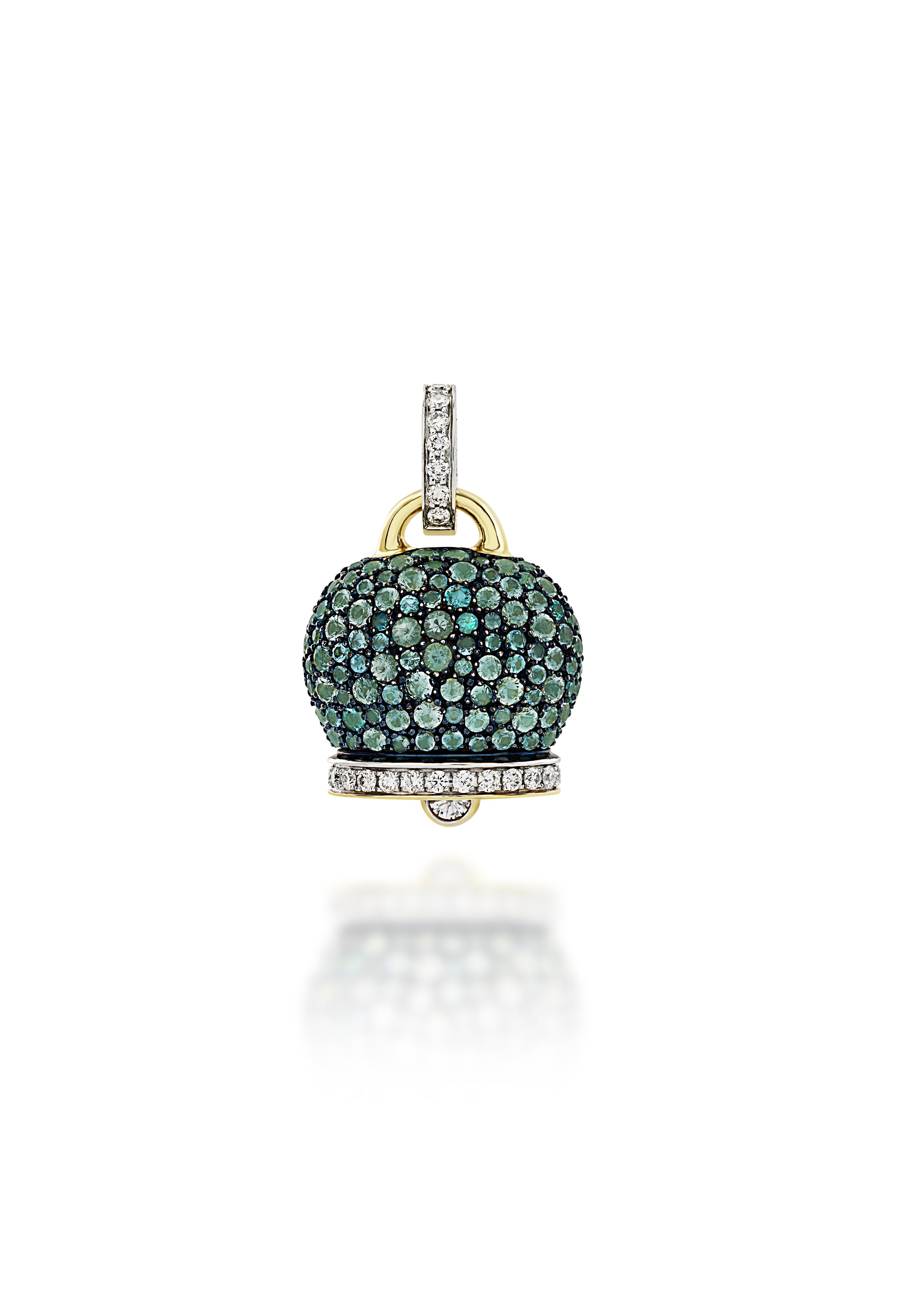 Chantecler Campanelle Large Pendant – 18K Yellow & White Gold with Diamonds and Paraiba Tourmalines - Jackson Hole Jewelry Company