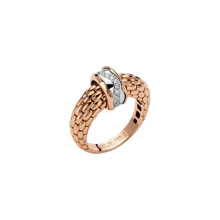 FOPE LOVE NEST 18K Gold Ring with White Diamond Rondel - 0.10 carats