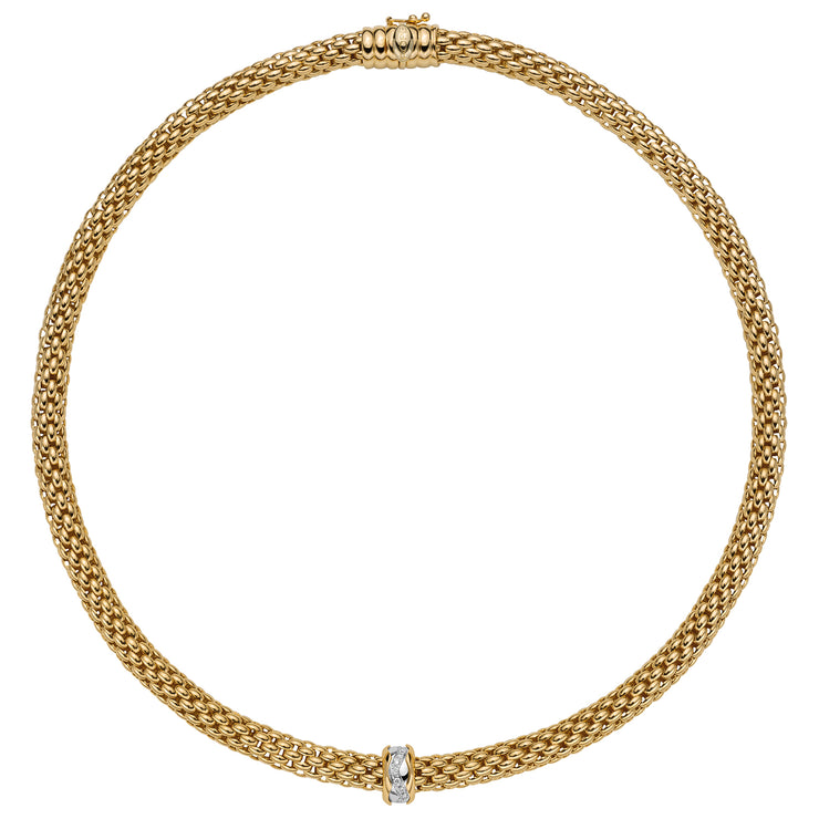 FOPE LOVE NEST 18K Yellow & White Gold Necklace with White Diamond Charm - 0.12 carats - Jackson Hole Jewelry Company