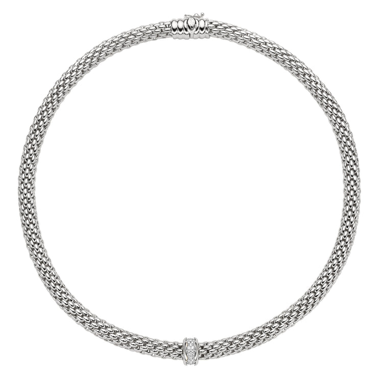 FOPE LOVE NEST 18K White Gold Necklace with White Diamond Pavé Charm - 0.33 carats