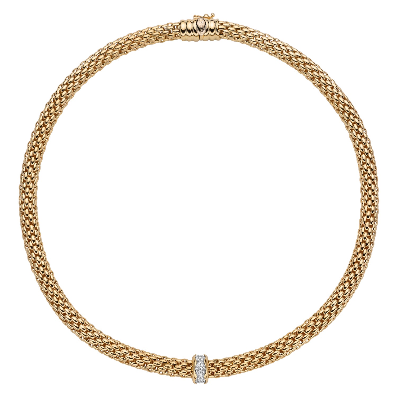 FOPE LOVE NEST 18K Yellow Gold Necklace with White Diamond Pavé Charm - 0.33 carats - Jackson Hole Jewelry Company