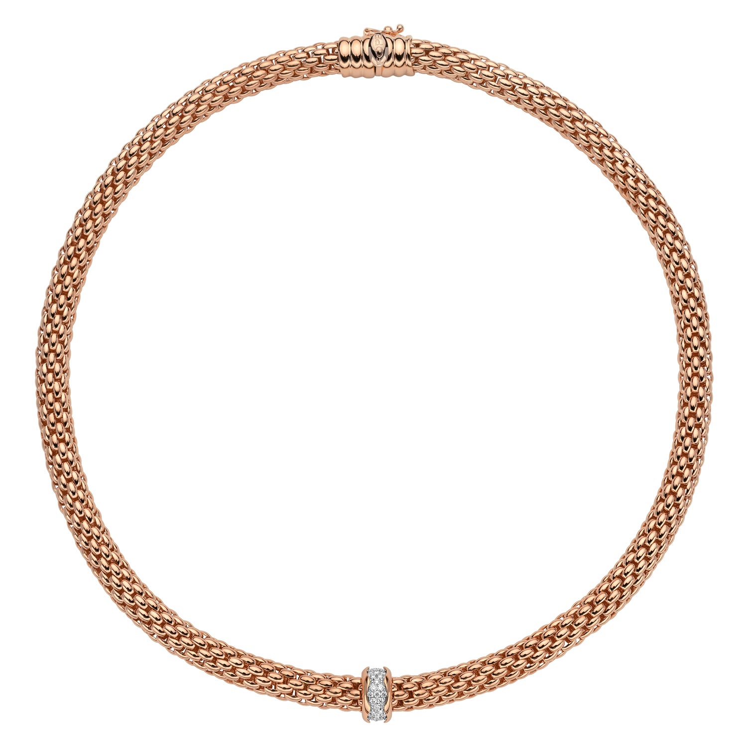 FOPE LOVE NEST 18K Rose Gold Necklace with White Diamond Pavé Charm - 0.33 carats - Jackson Hole Jewelry Company